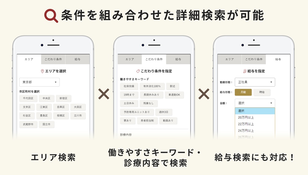 条件を組み合わせた詳細検索が可能